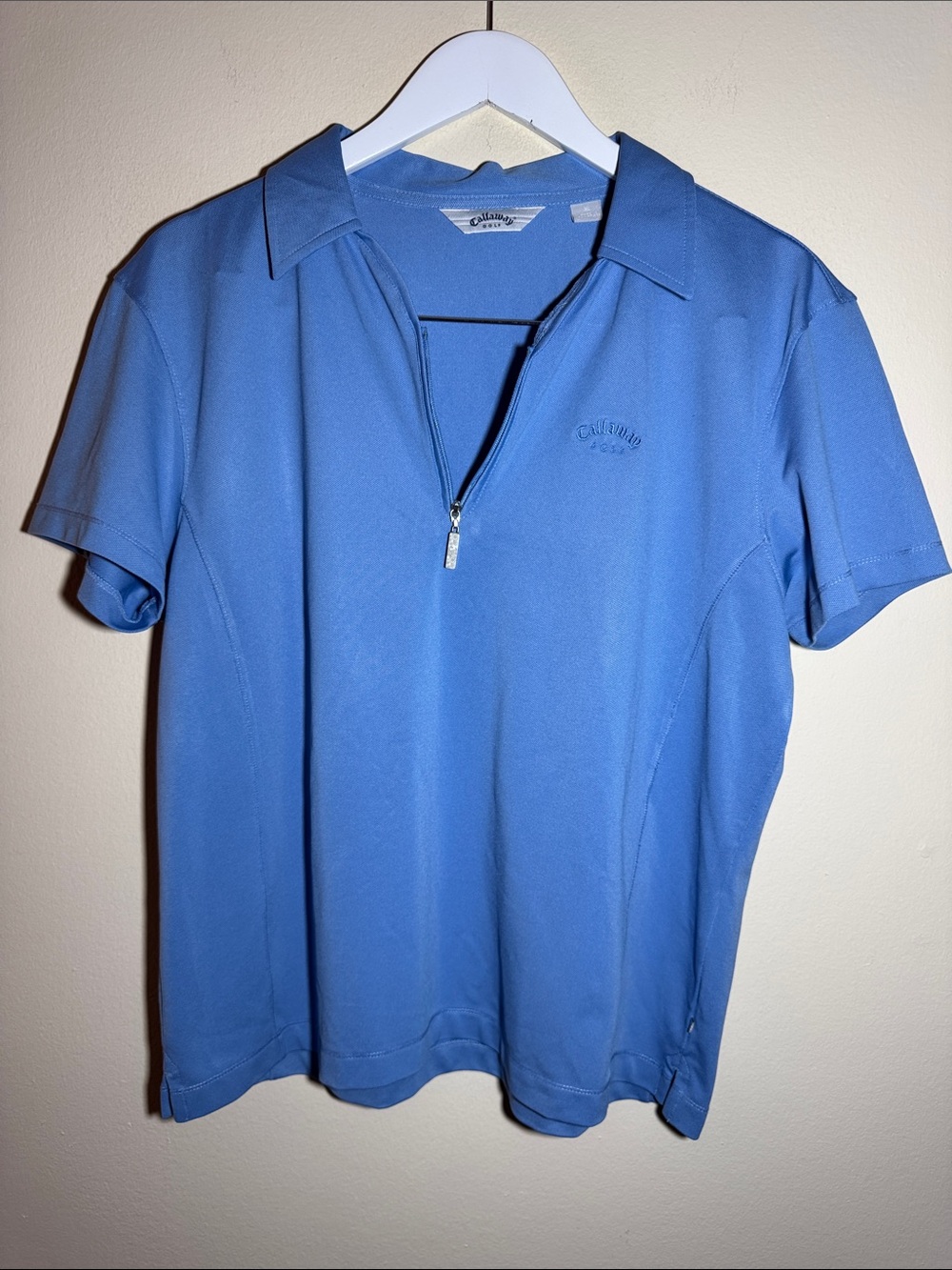 Callaway Blue Short-Sleeve Zip Polo W’s Sz XL